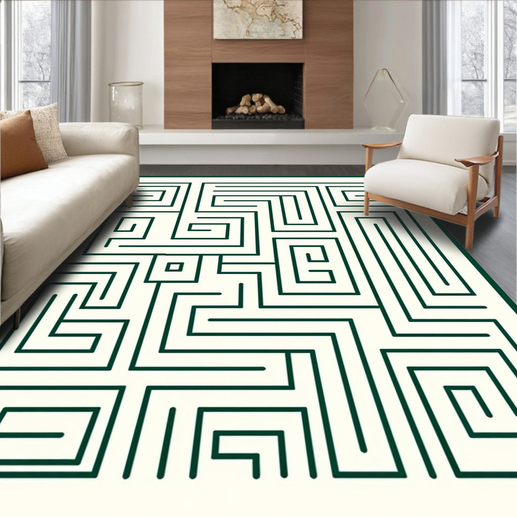 Intricate Maze Pattern Design Rug