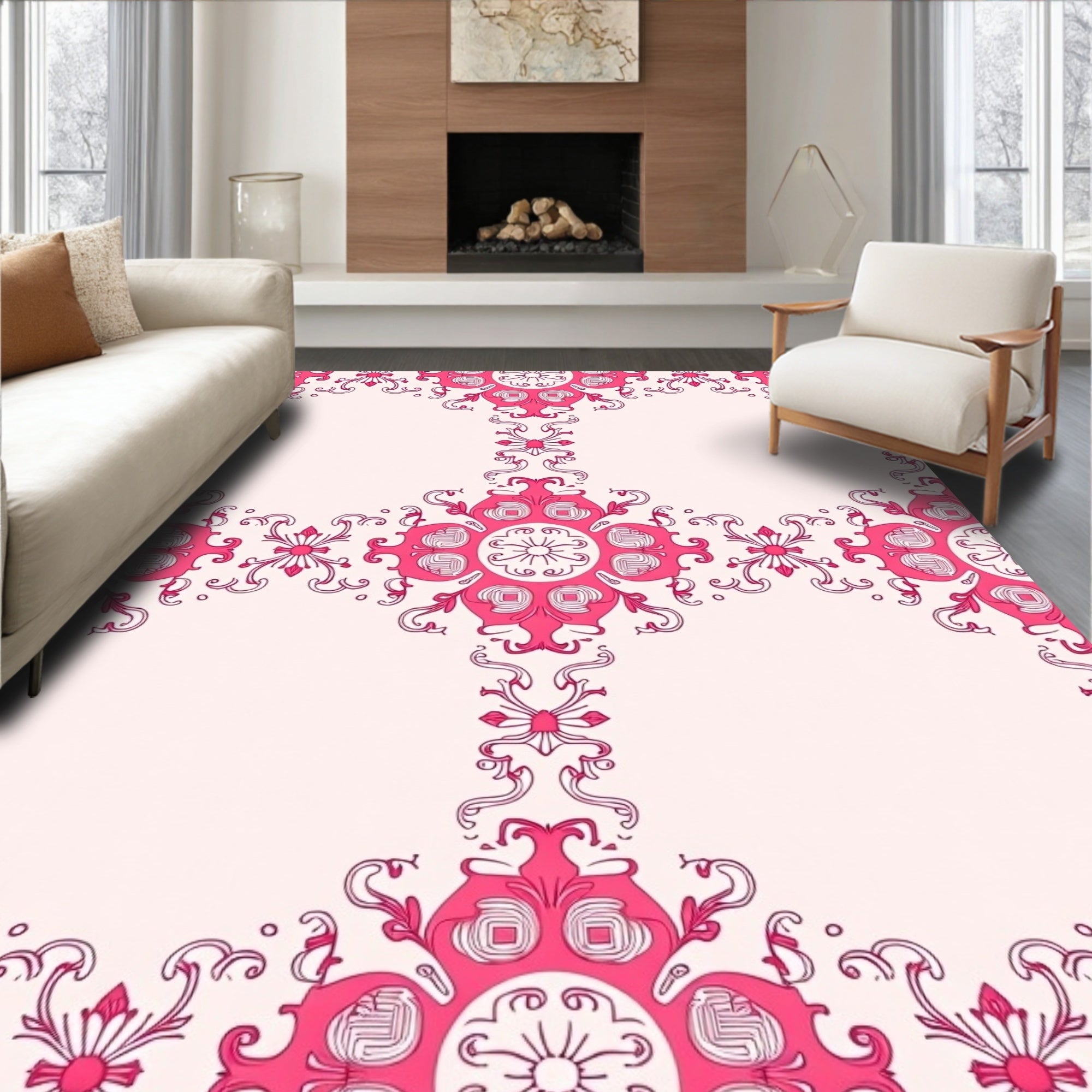 Elegant Floral Mandala Pattern Rug