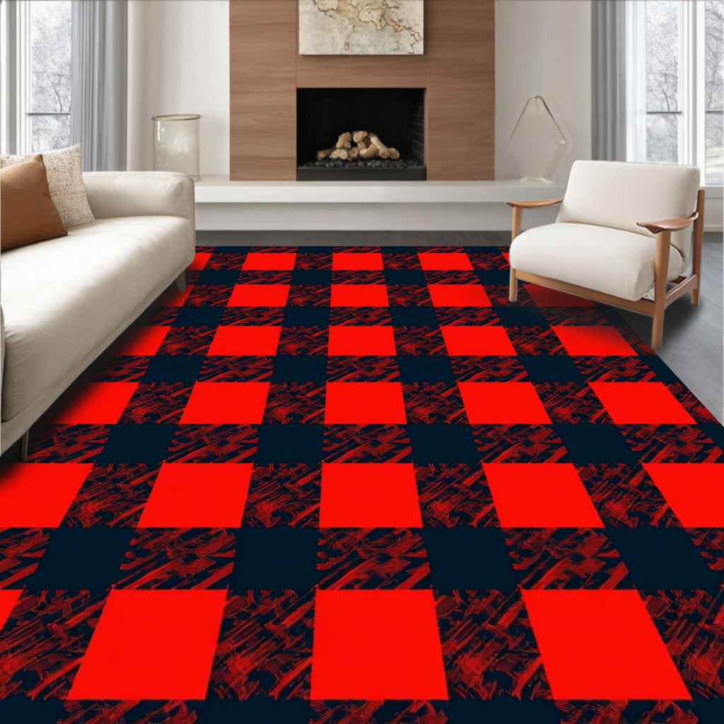 Bold Red Black Buffalo Check Rug