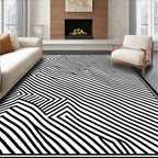 Abstract Black White Striped Pattern Rug