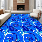 Vibrant Abstract Blue Swirl Pattern Rug