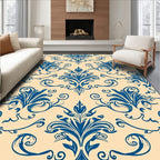 Classic Blue Floral Scroll Design Rug