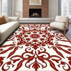 Red Floral Medallion Intricate Design Rug