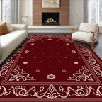Classic Floral Bordered Red Rug