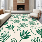 Green Leaf Swirl Pattern Design Rug