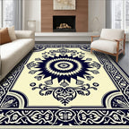 Classic Dark Floral Sunburst Pattern Rug
