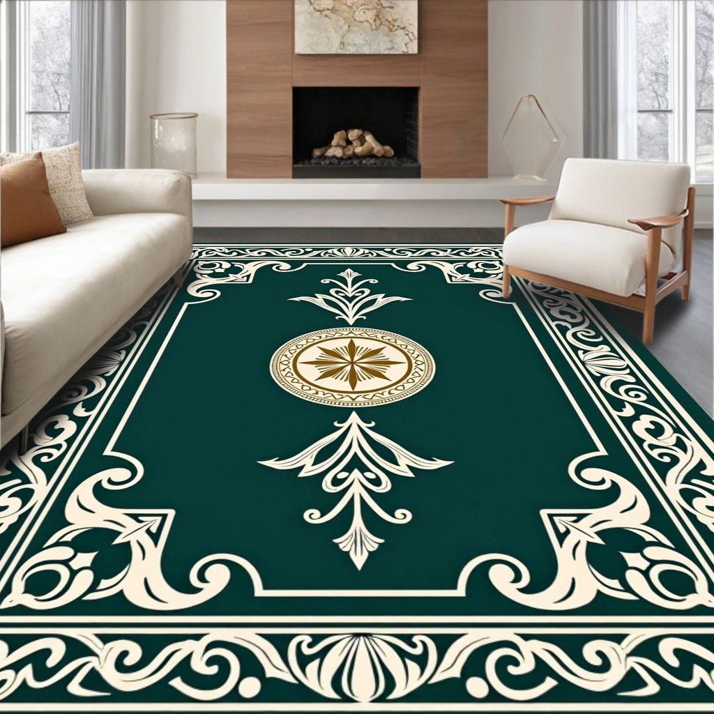 Elegant Scrollwork Floral Motif Rug