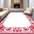 Red Flourish Patterned Frame Design Rug