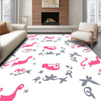 Pink Gray Whimsical Abstract Shapes Rug