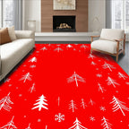 Festive Trees Snowflakes Pattern Rug