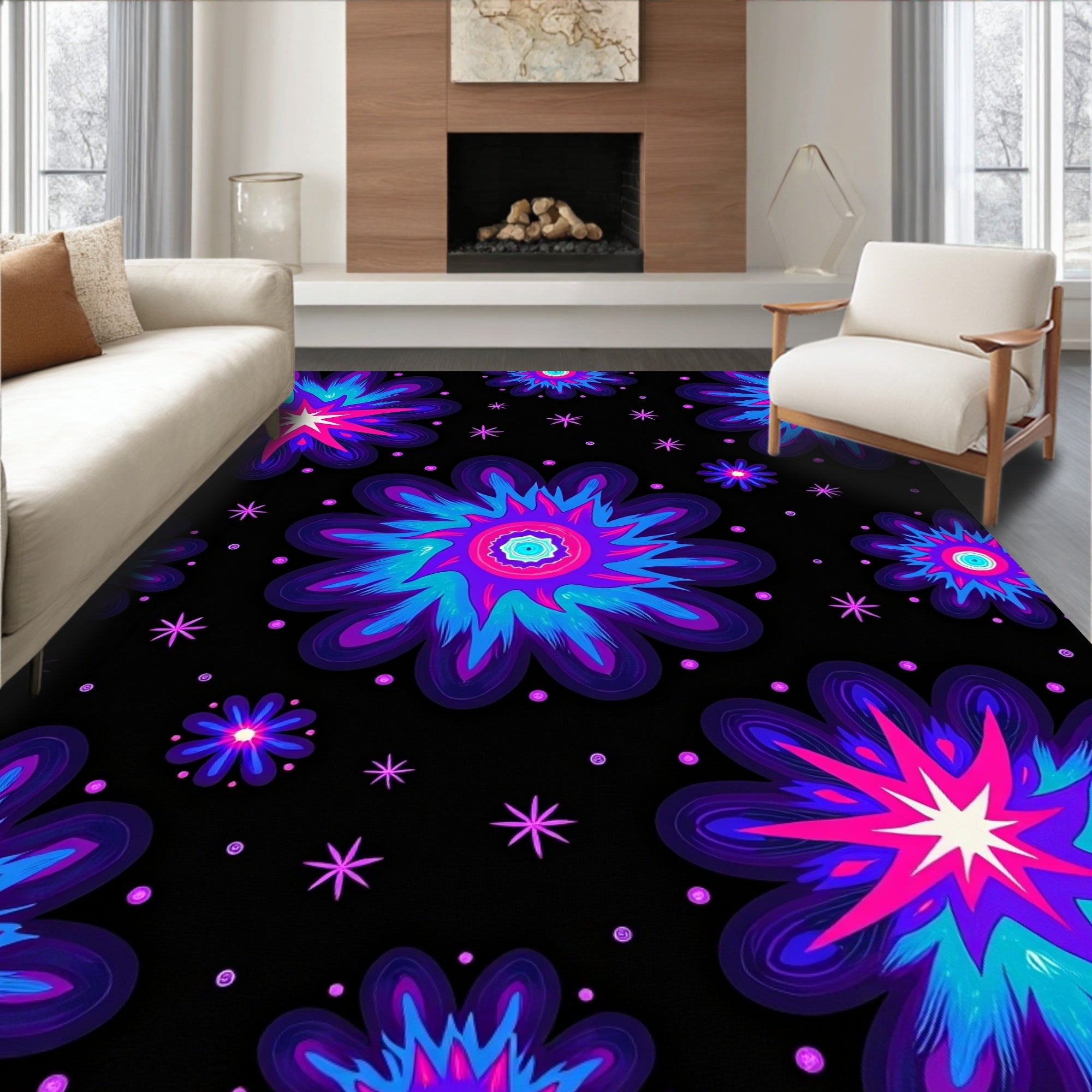Vibrant Exploding Floral Medallion Rug