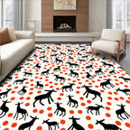 Black Jumping Deer 2 Tone Pattern Rug