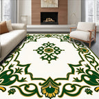 Emerald Gold Ornate Floral Border Rug