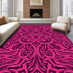 Rococo Swirls Pink Pattern Design Rug