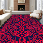 Bold Red Contemporary Geometric Motif Rug