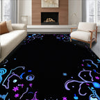 Whimsical Neon Doodle Pattern Design Rug