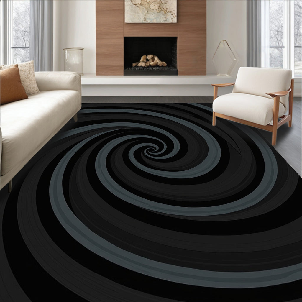 Dark Swirl Optical Illusion Rug
