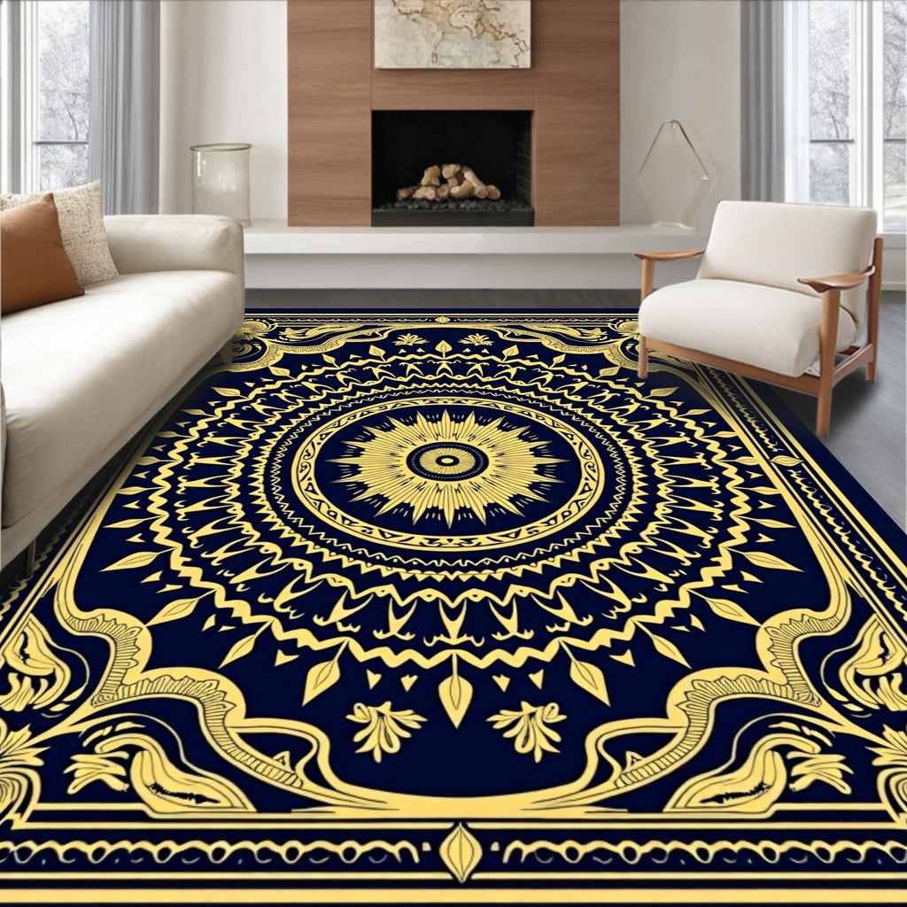 Intricate Sunburst Mandala Design Rug