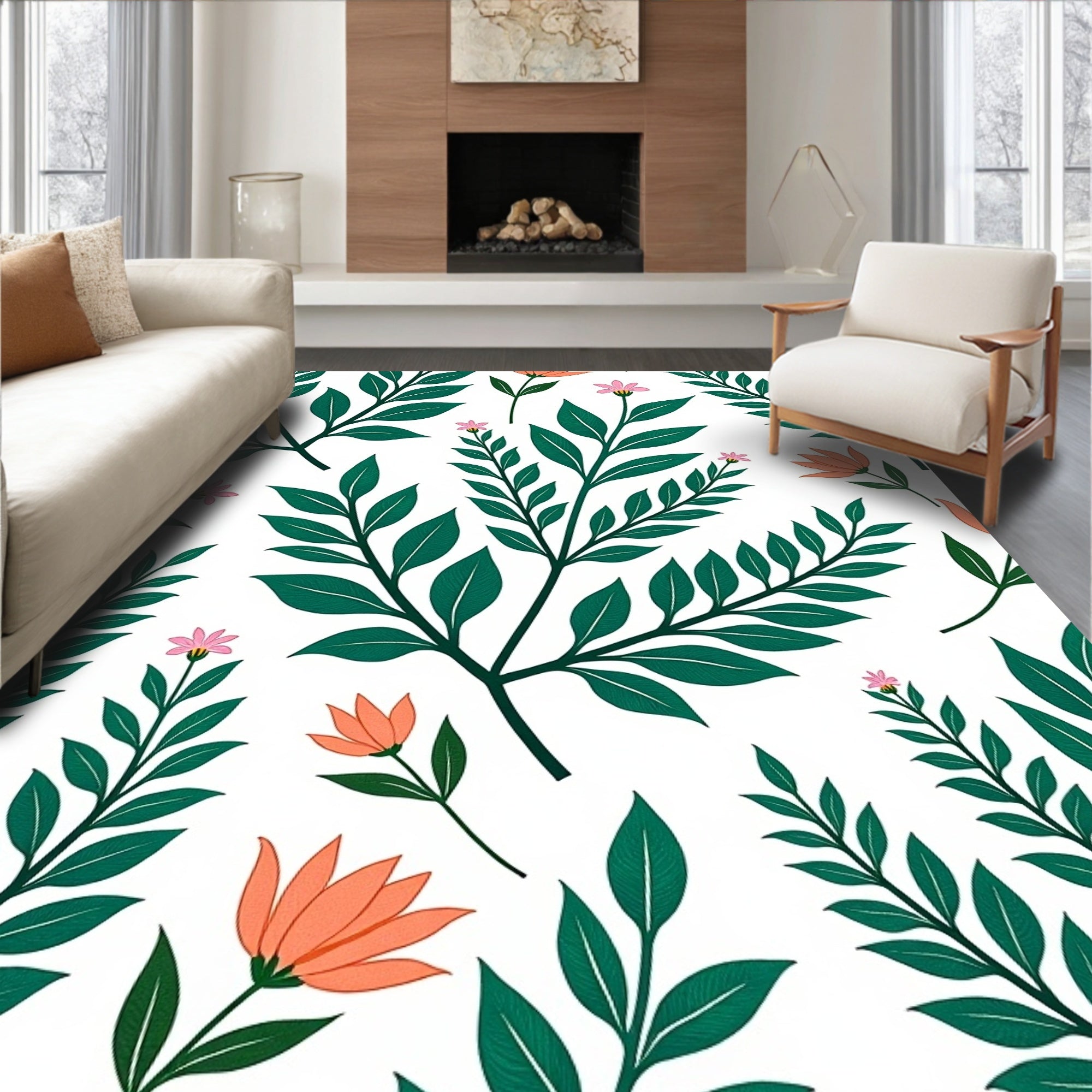 Whimsical Botanical Design Rug