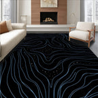 Abstract Swirl Blue Contour Dots Pattern Rug