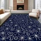 Whimsical Cat Doodle Starburst Pattern Rug