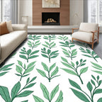 Green Leaf Branch Pattern Rug