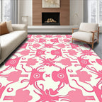 Whimsical Pink Monster Pattern Rug