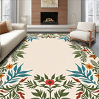 Vintage Floral Vine Border Design Rug