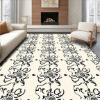 Abstract Black Cream Organic Stripes Rug