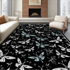 Black Butterfly And Star Pattern Design Rug