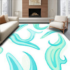 Blue Teal Flowing Abstract Pattern Rug