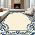 Chic Floral Swirls Blue Decorative Rug