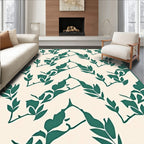 Green Leaf Patterned Natural Style Rug