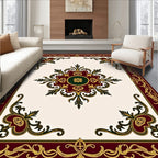 Ornate Gold Red Floral Centerpiece Rug
