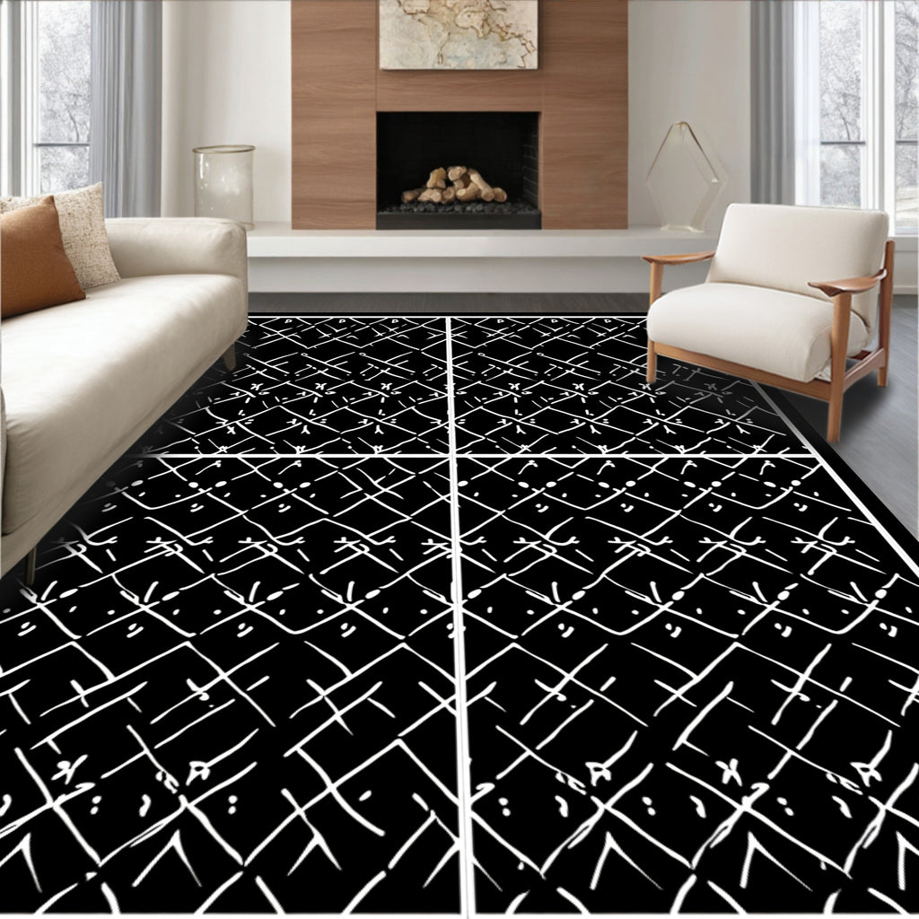 Monochromatic Chainlink Pattern Design Rug
