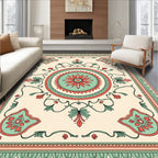 Pale Floral Medallion Border Pattern Rug
