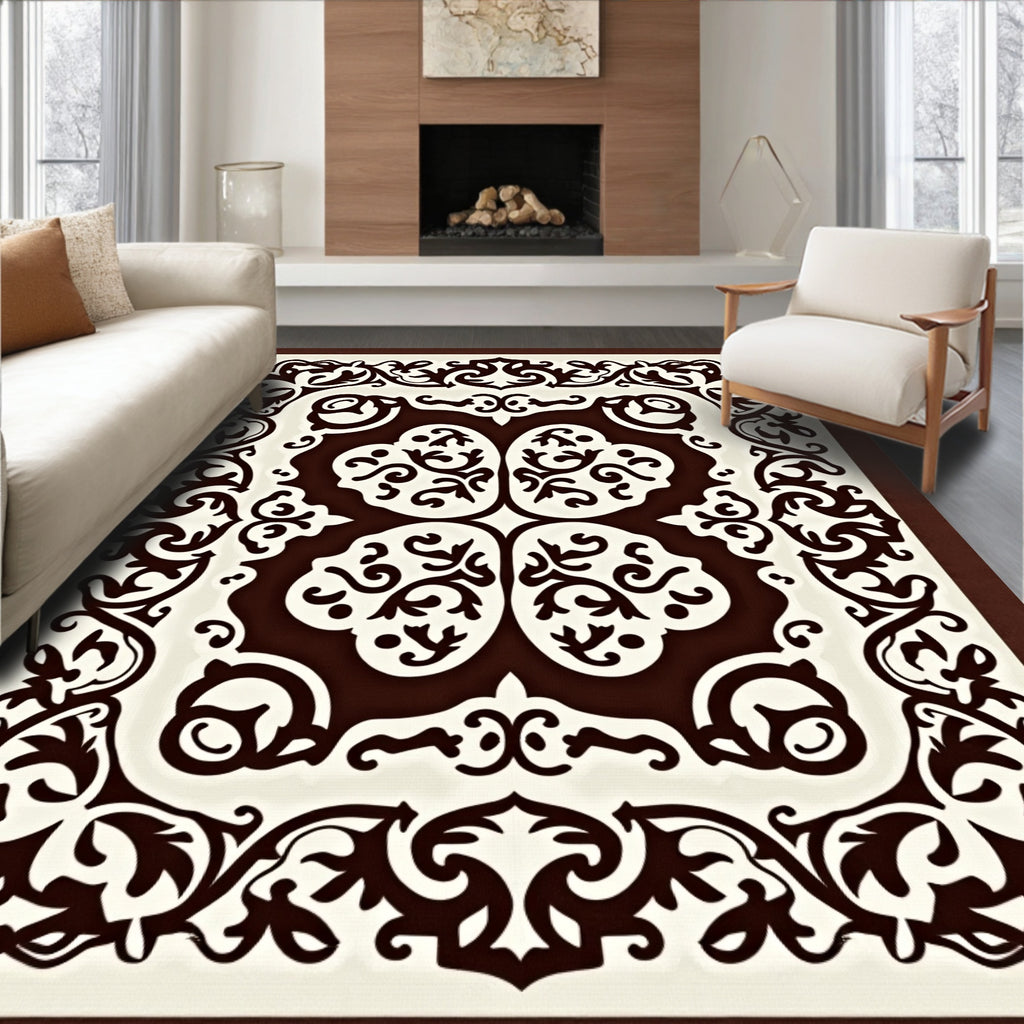Intricate Floral Design With Dark Accents Rug