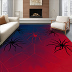 Gothic Red Blue Spider Web Rug