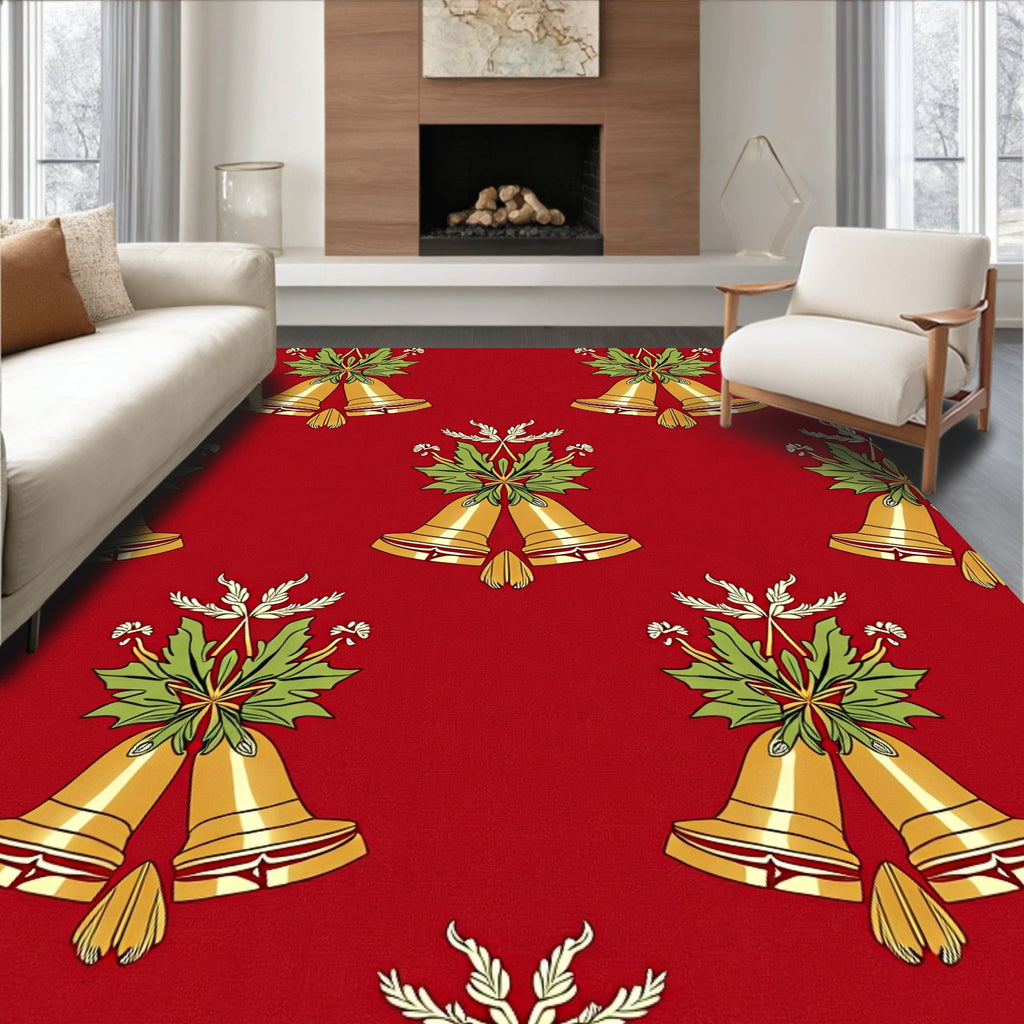 Golden Bells Festive Pattern Rug