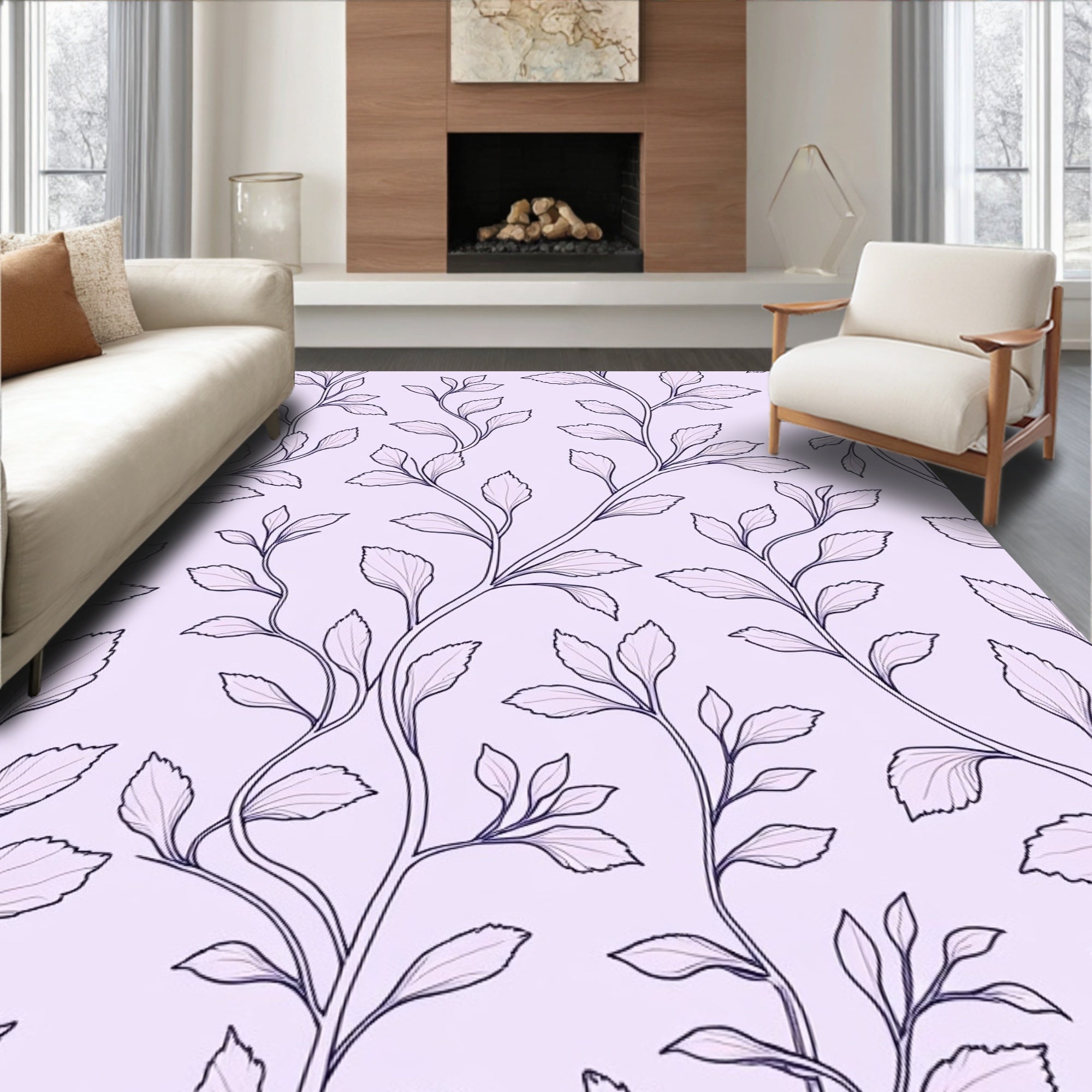 Elegant Vine Pattern with Delicate Leaves Rug