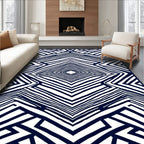 Abstract Navy Geometric Optical Illusion Rug