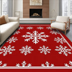 Classic Snowflakes Red Pattern Rug