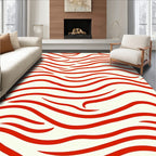 Bold Red Stripe Wave Pattern Rug