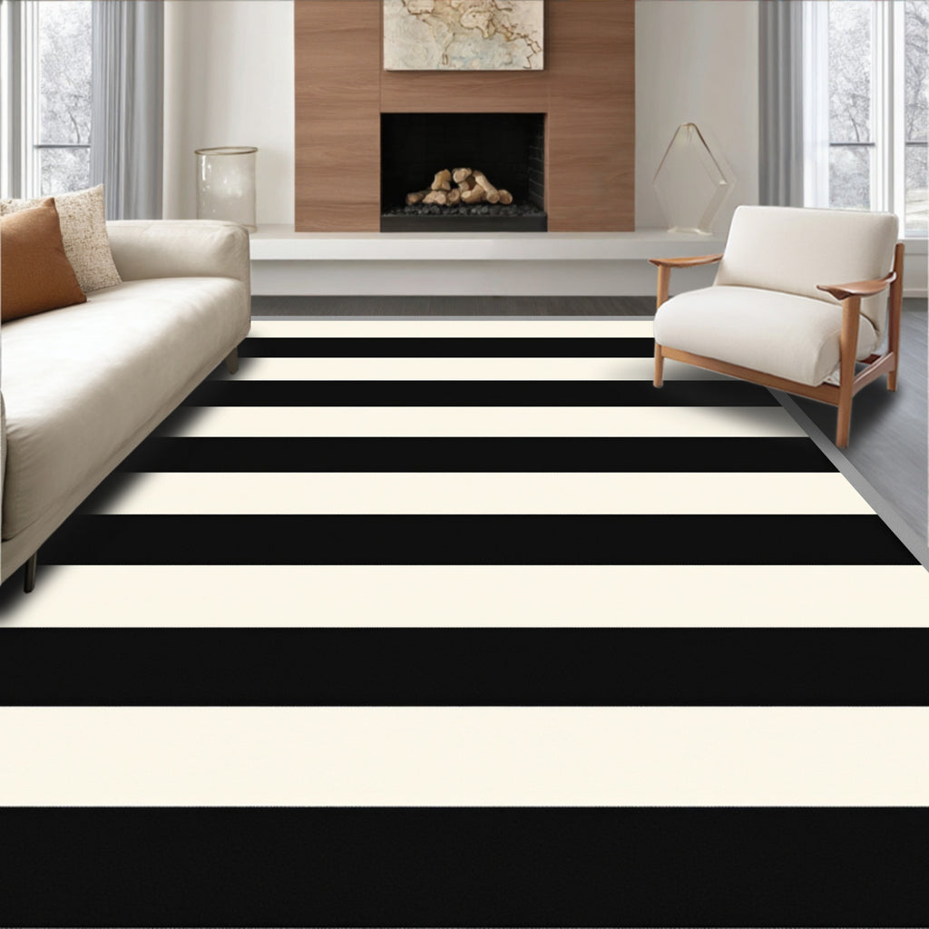Bold Black and White Stripes Rug