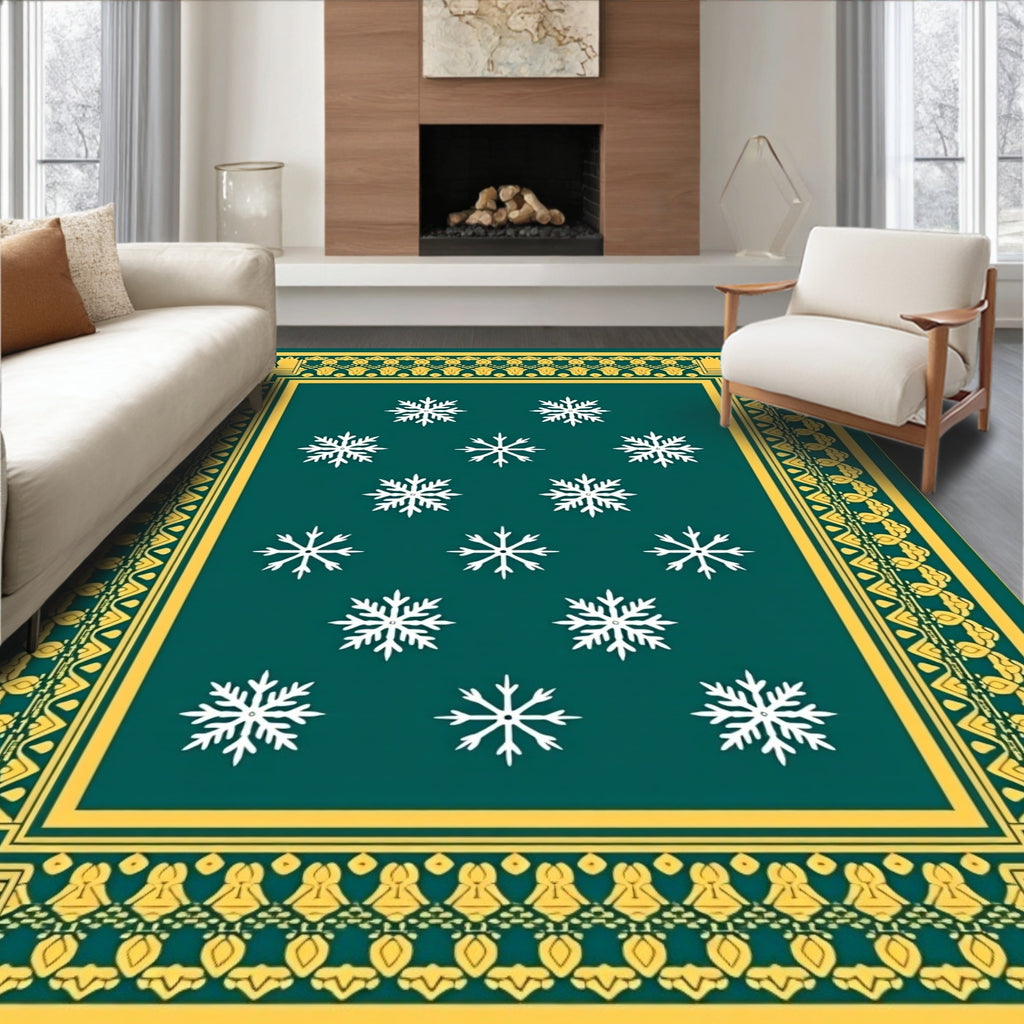 Emerald Green Snowflake Pattern Rug