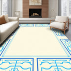 Blue Abstract Bordered Textile Design Rug