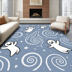 Playful Ghost Star Swirl Pattern Rug