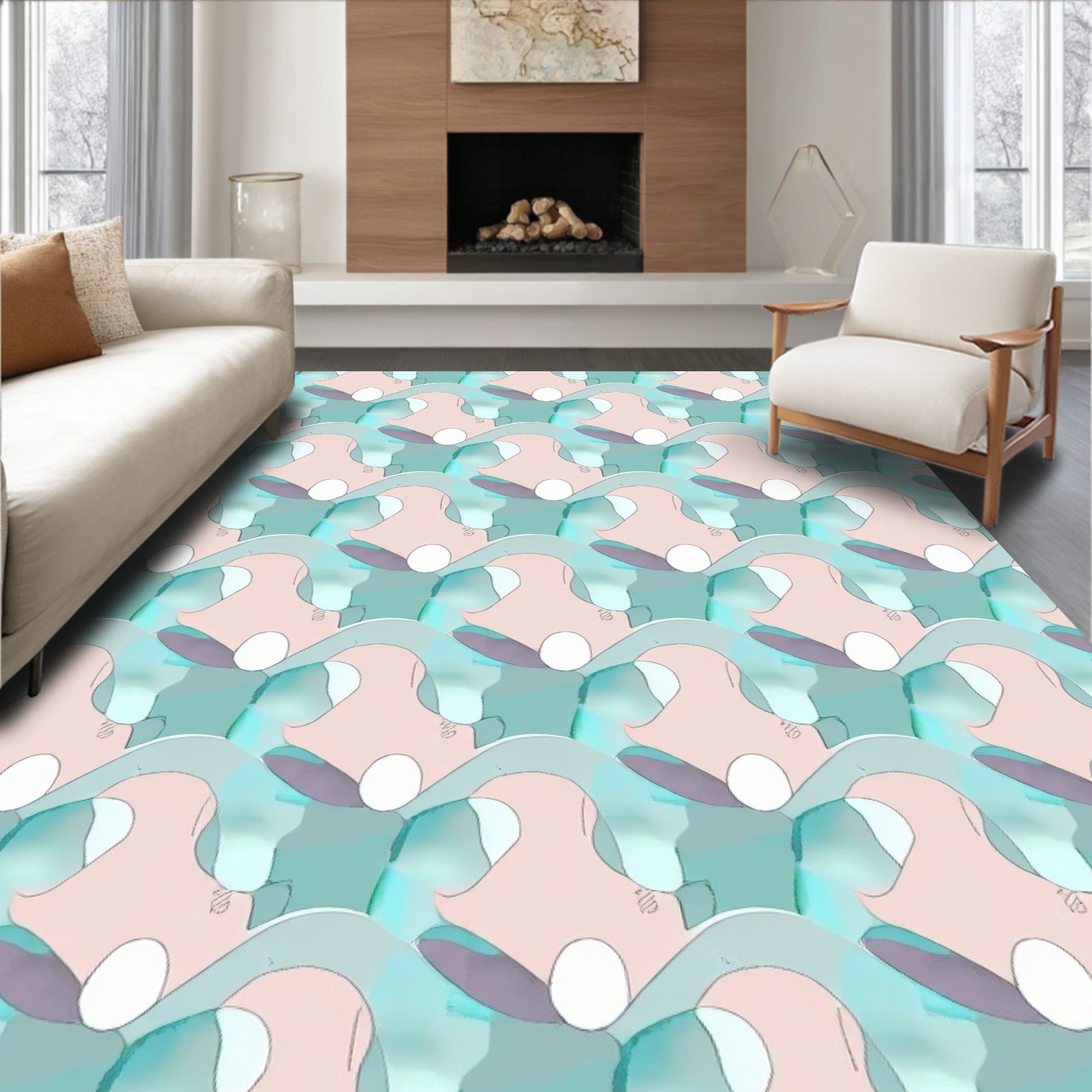 Abstract Swirls Pastel Pattern Rug