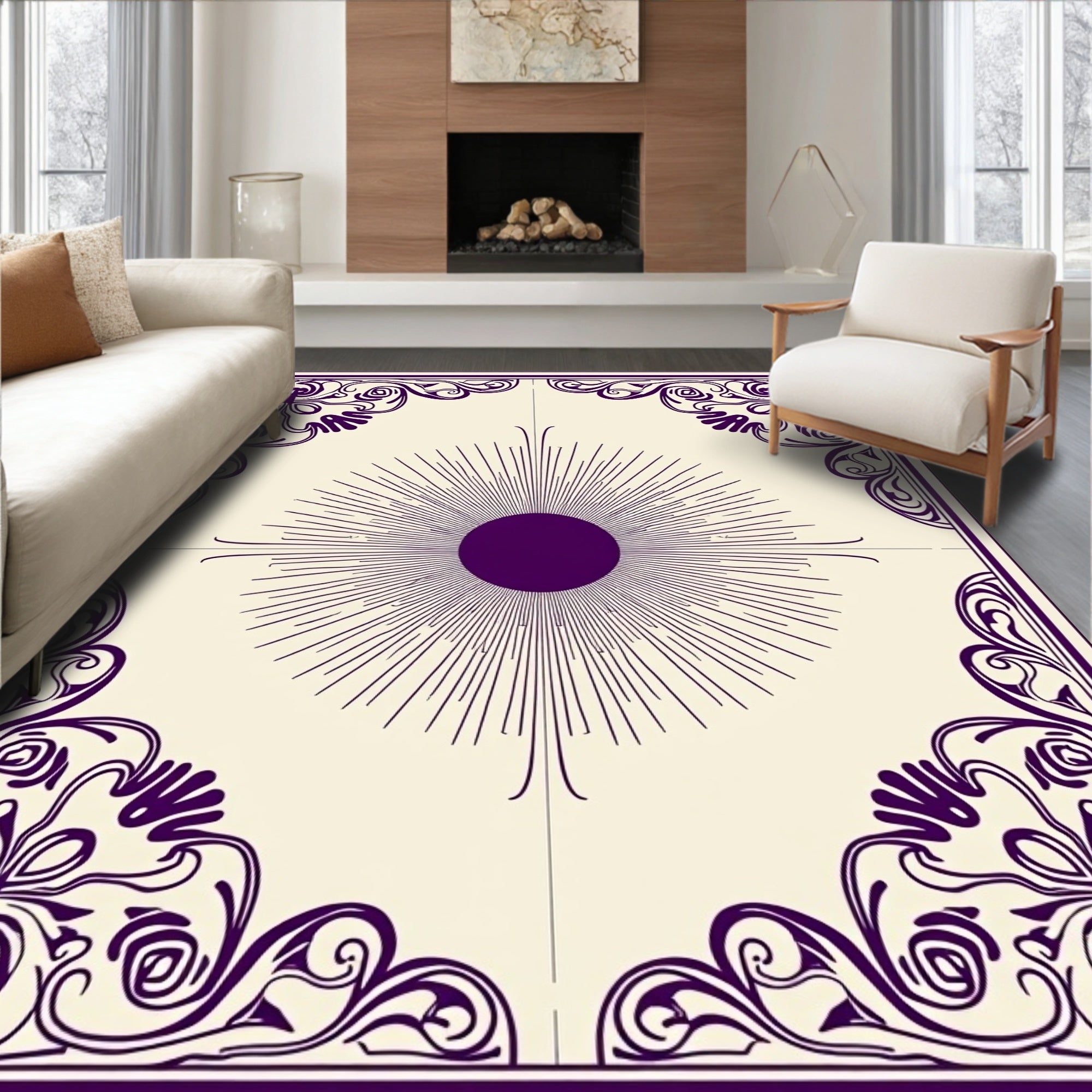 Regal Sunburst Border Design Rug