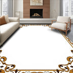 Art Nouveau Floral Golden Border Design Rug